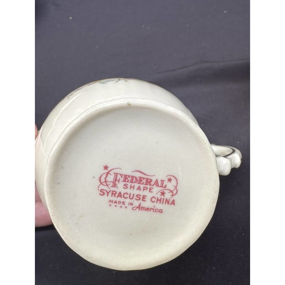 Stunning Federal Shape Syracuse Briarcliff Creamer & Sugar Bowl with Lid -6E - Picture 8 of 12